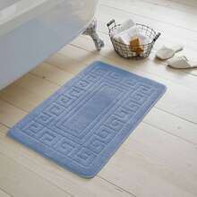 GC Gaveno Cavailia 2PCS Greek Key Bath Mat Set, Soft Absorbent Bathroom Rugs, Non-Slip Floor Mats, Comfortable Plush Bath Rugs For Bathroom, 50x80cm & 50x40cm - Dusty Blue - View 3