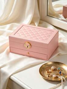 3/2/1 Layer Large Capacity Jewelry Storage Box, Portable Jewelry Organizer, Vanity Jewelry Box With Drawers, Gift Leather Jewelry Box, Exquisite Display Packaging Storage Box, Back To School Dorm Storage Box - Multicolor - View 13