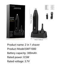 Men's Electric Nose Hair Trimmer Set, Multi-Function Men's Grooming Kit, Detachable Blade Head, Eyebrow, Nose Hair, Ear Hair Trimmer, 300mAh - Black - View 8