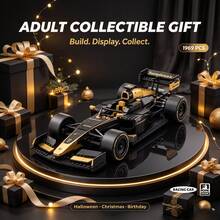 Black & Gold Formula Racing Car Building Model, 1969pcs Adult Collectible Building Block Set, Includes Front Wing, Rear Wing, Suspension And Chassis Details, Suitable As Gift For Halloween, Christmas, Thanksgiving And Birthday For Collectors - Black Gold Supercar - View 5
