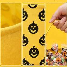 1pc Halloween Trick Or Treat Candy Bucket, Pumpkin Pattern Printed Handheld Basket, Party Candy Storage Bucket, Yellow Pumpkin Smiling Face Halloween Candy Basket, Handheld Trick Or Treat Bucket, Party Prop Gift Storage Handbag - Multicolor - View 5