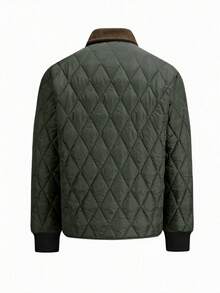 Men's Autumn/Winter Fashion Long Sleeve Contrast Color Padded Coat, Suitable For Daily Commute And Vacation - Green - View 5