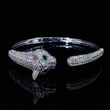 1pc Gorgeous & Bold Style Fully Inlaid Zirconia Double Leopard Head Open Cuff Bracelet, Women's Personalized Streetwear Recommended Gift Selection - 62204 - View 3