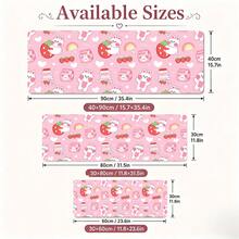 1pc Cute Pink Bunny Strawberry Milk Print Desk Mat, Decorative Makeup Mat, Nail Art Table Pad, Non-Slip Large Table Protector For Bedroom Vanity S/M/L/XL - View 5