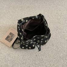 Fashionable Polka Dot Contrasting Color Girl's Backpack New Large Capacity Lightweight Versatile Lazy Style Retro Commuting Bag - Multicolor - View 9