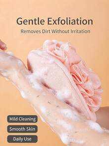 2-In-1 Bath Glove With Exfoliating And Foaming Mesh, One Side For Dead Skin Removal And Other Side For Rich Foam, All-In-One Bath Sponge Glove, Suitable For Home Shower, Blue For Men, Pink For Women, Double-Sided Cleaning, Practical Bathroom Essential - View 3
