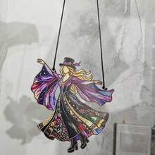 1pc Witchy Rock Muse Acrylic Suncatcher Mystical Witch Style (Random Hanging Rope) - Multicolor - View 7
