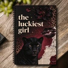 1PC [2D]Flat Personal Organizers Vintage Dark Red Collage A5 Lined Notebook, Cherry Leopard Print Floral Creative Cover, Student And Office Use - Perfect Gift Choice, Artistic Cover Design, Daily Journaling, Classroom Notes, Office Memo, Portable Writing Notebook, Suitable For Professionals, Students And Office Use - Perfect Gift Choice - One Book (50 Pages, 100 Pages) - View 5