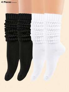 Autumn/Winter 4/6/12/18/30pcs Casual Socks, College Style Design, Comfortable, Suitable For Daily Wear/Back To School/Campus Outfit/Sports Gear/Classroom Scene/New Semester/School Season/Student Essential. Various Sock Styles, Random Color Matching, Meeting Different Style Needs. (1 Pair) - Black and White - View 9