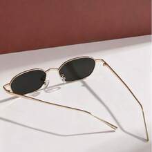 1 Pair Women's Metal Square Small Frame Fashion Glasses - Dark Grey - View 3