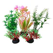 5 قطع نباتات اصطناعية لتنسيق حوض السمك، ديكور حوض السمك نباتات مائية صغيرة اصطناعية، نباتات مائية مزيفة، بدون صيانة، مع قاعدة، ديكور صينية الرمل والحجر - حوض السمك السعيد - مشاهدة 4