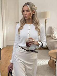 Women's Fall Winter Going Out Outfits Cardigang White Vintage Y2K Metal Buckle Ruffled White Soft And Sticky Knitted Sweater - White - View 7