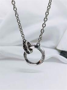 1pc Vintage Mobius Loop Pendant Necklace, Personalized Style, Suitable For Men And Women For Daily Wear, Parties, Festivals And Music Events - Silver - View 2