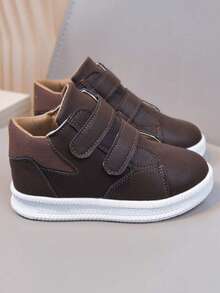 Vintage ' High-Top Sneakers With Double Hook-And-Loop Closure, Easy On/Off, Unisex Casual Shoes, Non-Slip Thick Sole - Brown - View 5