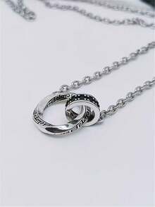 1pc Vintage Mobius Loop Pendant Necklace, Personalized Style, Suitable For Men And Women For Daily Wear, Parties, Festivals And Music Events - Silver - View 3