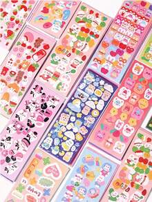 20pcs Cute Cartoon Holographic Stickers (Random Patterns), GOO Card Stickers, Party DIY Stickers, Pre-Cut No Trimming Needed, Suitable For Adults, Teens And Children Cute Cartoon Theme Stickers, School Supplies, Back To School - Multicolor - View 7