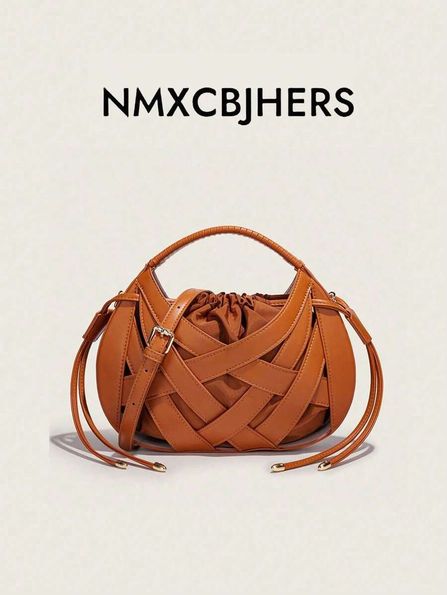 New Spring/Summer Hollow-Out Decor Pocket Birdnest Handbag, Niche High-Quality Shoulder Crossbody Tote Bag For Women, Crochet Bags - Brown - View 1