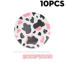 Pink Cow Spotted Disposable Tableware Set, 7/9 Inch Party Plates And Napkins, Birthday Party Gifts, Disposable Paper Plates And Napkins, Party Decorations Suitable For Birthday Theme Parties - Multicolor - View 8