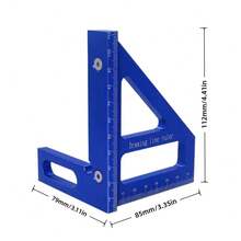 Woodworking Square Protractor, Aluminum Alloy Measuring Ruler, Woodworking Marking Device, Metric Multi Angle Measuring Ruler, Woodworking Right Angle Oblique Triangular Hole Ruler, Suitable For Carpenters, Construction Workers, And DIY Projects - Metric - View 3