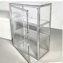 1 pieza Estuche de exhibición transparente de 3 niveles, estructura de acrílico, sin necesidad de ensamblaje, caja de exhibición transparente moderna, adecuada para tienda, hogar, oficina, almacenamiento de coleccionables, estante de almacenamiento que ahorra espacio, decoración minimalista - 36*27*14 cm / 14,17*10,63*5,51 pulgadas - Ver 1