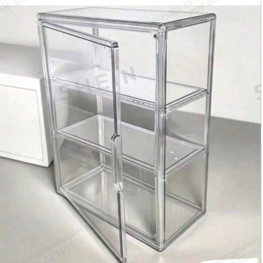 1 pieza Estuche de exhibición transparente de 3 niveles, estructura de acrílico, sin necesidad de ensamblaje, caja de exhibición transparente moderna, adecuada para tienda, hogar, oficina, almacenamiento de coleccionables, estante de almacenamiento que ahorra espacio, decoración minimalista - 36*27*14 cm / 14,17*10,63*5,51 pulgadas - Ver 1