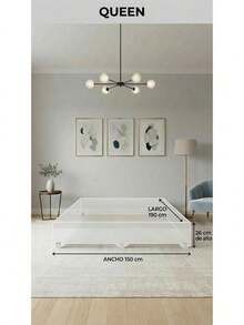 Base Cama Box Spring Tapizada en Tela Lino Azul, Estructura de Madera de Pino, Altura 26 cm, Diseño Moderno Minimalista, Matrimonial 190 * 100 cm, Fácil Ensamble - Azul - Ver 5