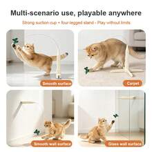 2-In-1 Electric Pet Butterfly Cat Teaser Toy With Suction Cup Base, Stand And Handheld Modes, Automatic Rotating Cat Wand, Hands-Free Indoor Interactive Toy For Cats, Self-Entertainment And Boredom Relief, Dual-Mode Automatic Rotating Butterfly Cat Toy, Suitable For All Cats - View 4