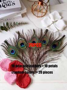 10PCS/20PCS/50PCS Handmade Artificial Peacock Feathers, Suitable For DIY Crafts, Vase Fillers, Elegant Home Decor, Party And Wedding Decorations, Holiday Occasions, Holiday Crafts |Classic Design|Handmade Details, Peacock Decor - Multicolor - View 20