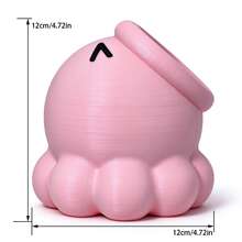 Ins Cartoon Cute 3D Printed Octopus Pen Holder, Round Adorable Stationery Storage Box, Highly Attractive Fun Desktop Organizer Decor For Girls' Bedroom Desk - Pink - View 7