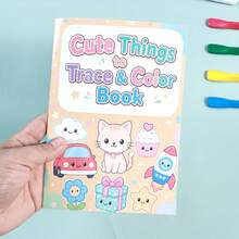 Cute Outline Coloring Book For Kids, Fun Contour Tracing And Coloring Drawing Book, Cartoon Simple Line Art Copying And Doodle Painting Practice Workbook, Back To School Learning Supplies, Student Holiday Gift - Multicolor - View 12