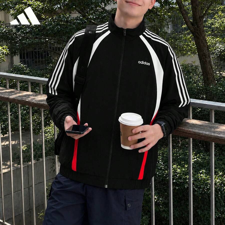 Adidas Men's 2026 New Windproof Waterproof Colorblock Casual Sports Jacket KX5243 - KX5243 - View 1