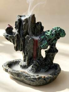 1pc Landscape Waterfall Backflow Incense Burner, Ceramic/Resin Zen Meditation Decor, Chinese Style Incense Cone Holder, Suitable For Home Living Room And Tea Room, Unique Housewarming Gift And Yoga Gift - 1pc - View 6