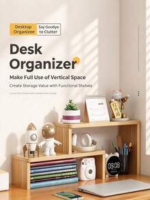 1PC Minimalist Multi-Tier Storage Rack – Creative Extendable Stepwise Desktop Storage Organizer, Ideal For Living Room & Bedroom Display, And Multi-Functional Desk Organization Rack - Multicolor - View 2