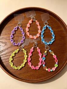 1pc Colorful Transparent Phone Lanyard, Short Wrist Strap, High-End Phone Accessory, Valentine's Day Gift, Mother's Day Gift, Bag Camera Keychain Anti-Loss Rope (Includes Spacer) - Multicolor - View 2