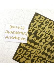 5pcs/415pcs/10pcs/830pcs Gold & Silver Letter & Number Creative DIY Decorative Graffiti Waterproof Stickers, Stationery Stickers For Guitar, Phone, Tablet, Notebook - Letter Stickers - View 3