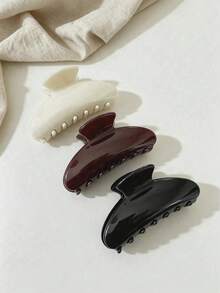 3/1pc Women's Large Hair Clips, Fashionable And Lightweight, Suitable For Bathing And Washing Face, Can Be Matched With Outfits - Multicolor - View 4