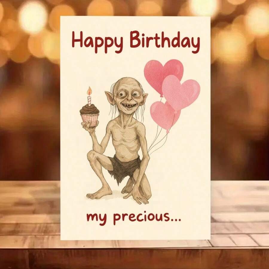 1PC Fun Birthday Celebration Greeting Card, Featuring Cupcake And Heart-Shaped Balloon Patterns - Fantasy Character Design, Humorous And Witty, Suitable For Gifting To Friends, Family, Parties And Important Moments - Fantasy Themed Greeting Card (Paper Card) Specially Designed For Readers Who Love Unique Humorous Style - A - View 1