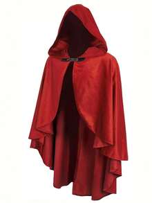 1pc Medieval Renaissance Style Hooded Cloak, Faux Velvet Polyester Outerwear, Suitable For Halloween, Christmas, Easter Cosplay Costumes - Unisex Machine Washable Historical Gear Accessory - Multicolor - View 12