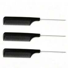 3/1pc Plastic Threaded Non-Slip Steel Needle Tail Comb, Highlighting Comb - Multicolor - View 7