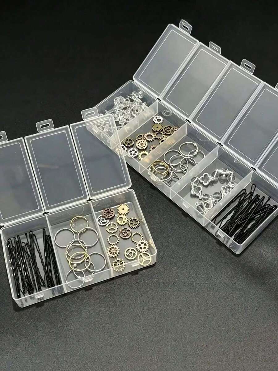 Large Single-Opening Multi-Compartment Connected Tool Storage Box - Suitable For Jewelry, Beads Packaging, Rectangular Storage Box For Rings, Earrings, Necklaces, Desktop Storage Box, Beads, Fishing Tackle Plastic Box, Classified Storage And Fishing Tackle Storage, With Independent Flip Lid Design - Multicolor - View 1