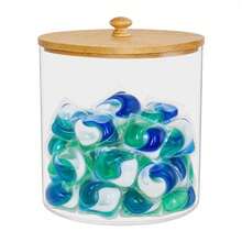 Laundry Pods Storage Set, Clear Plastic Jars With Bamboo Lids, Dryer Sheet Holder For Laundry Room And Kitchen Countertop - Clear - View 2