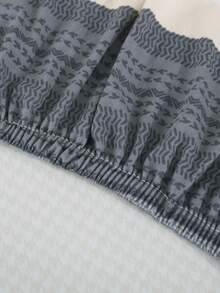 1pc Curved Geometric Pattern Armless Sofa Bed Cover. Elastic All-In-One Polyester Fiber Sofa Covers For Couches. Knitted Milk Silk Suitable For All Seasons - Grey - View 8
