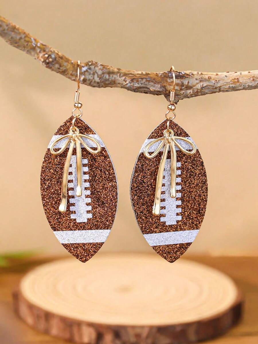 European And American Fashion Elegant Sports Style Football Bow Earrings, Suitable For Daily, Party And Sports Wear - Rugby - View 1