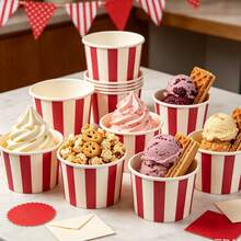 20/10pcs, Classic Vertical Stripe Pattern Striped Ice Cream Cup,Dessert Cup,Snack Cup, Suitable For Cold Drinks,Frozen Yogurt,Ice Cream,Pudding And Snacks,Suitable For Carnival Themed Parties,Retro Celebrations,Weddings,Office Events,Birthday Parties - Multicolor - View 7
