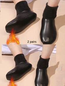 Warm Boat Socks, Thick Thermal Lined, Anti-Slip Sole, Waterproof For Indoor & Outdoor Use, Winter - Black - View 14