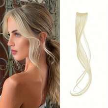 Women's Dragon Beard Bangs Hair Extension, French Middle Part Frontal Hair Piece, Natural Face-Framing Eight-Shaped Curtain Bangs With BB Clips Hair Accessory - Black - View 16