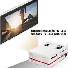 Dam LED Video Projector With Screen Mirroring For IOS And Android. Up To 150 Inches, Contrast 3000:1. HDMI, USB, Antenna Input Connections. Remote Control. - White - View 4