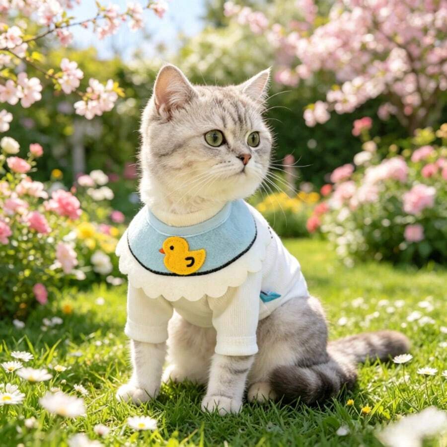 6pcs Cartoon Duck Pet Bibs, Soft Cute Dog & Cat Drool Towels, Photo Props, Essential Pet Outfit, Suitable For Dogs And Cats - Multicolor - View 1