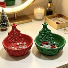 1PC 3D Christmas Tree Decoration Storage Display Bowl - Holiday Decoration Storage, Functional Placement Of Christmas Decorations, Living Room Dining Table Center Decoration Can Be Used As Christmas And Holiday Decorations, Holiday Gift Collectibles - Multiple Styles - View 1