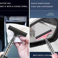 1pc Car Rearview Mirror Wiper Stainless Steel Telescopic Multi-Layer Brush Head Glass Cleaning Brush Handheld Squeegee - Multicolor - View 7